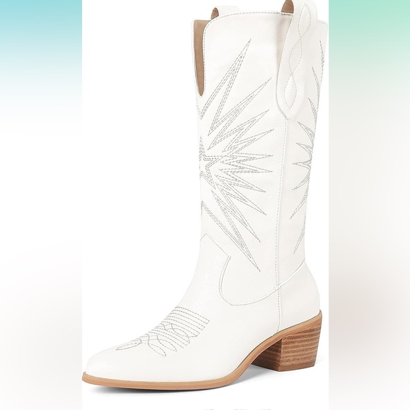 Amazon Shoes - Cowboy Boots for Women Embroidered,Classic Pull-On Chunky Stacked Heel Size 7